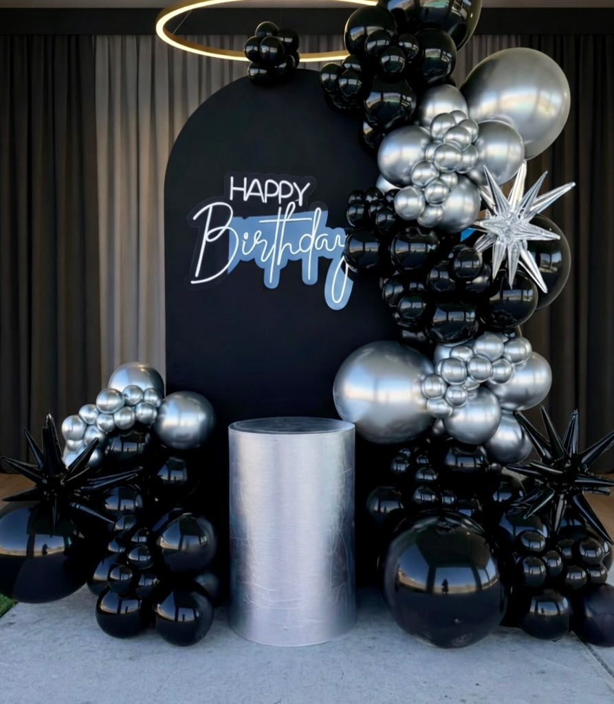 Black Silver Luxe Birthday Decor