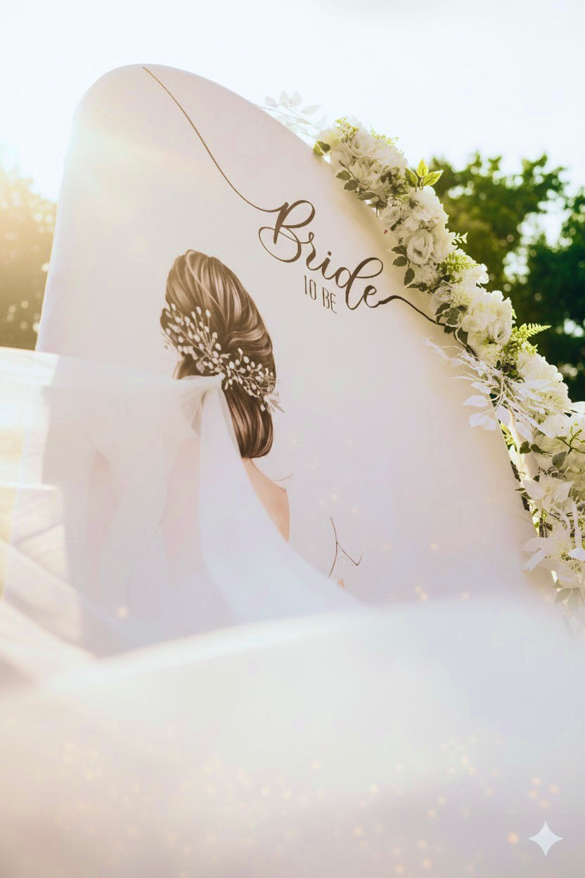 White Luxe "Bride-to-Be" Floral Backdrop